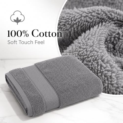 100% Cotton Luxury Bath Towels Set of 4, Lightweight, Quick Dry, Dark