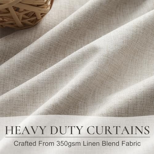 Linen Curtains 120 Inches Long for Bedroom, Ceiling Mount Track
