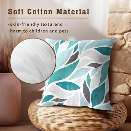 Teal Boho Pillow Covers 20x20 Inch Farmhouse Floral Throw Pillow
