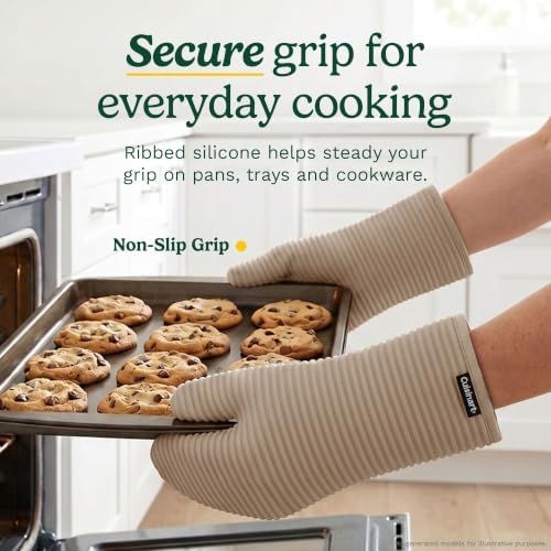 Cuisinart Silicone Oven Mitts, 2-Pack 7.5"x13", Heat Resistant 500F