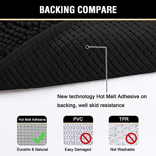 H.VERSAILTEX Black Bathroom Rug Set 2 Piece, Bath Mats for Bathroom