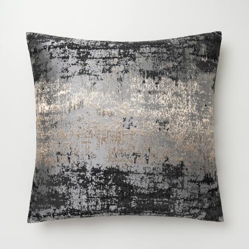 THE-TINOART Luxury Jacquard Throw Pillow Cover 18x18 Inch, Black Gray