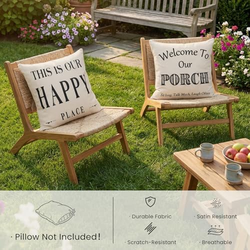 JOJOGOGO Welcome to Our Porch Outdoor Pillow Covers Waterproof 18x18