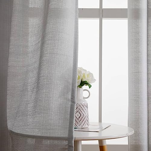 Panel Curtains 63 Inch Length, Grommet Voile Sheer Curtain Semi