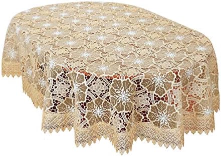 Simhomsen Beige Embroidered Lace Tablecloth for Dining Table 60 ×