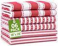 Cotton Kitchen Towels Set of 6, Large, 18 x 28 Inch, Absorbent Dish