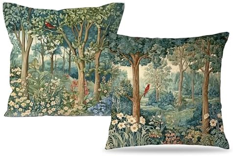 Rustic Spring Forest Pillow Covers 18x18 Double-Sided, Cottagecore