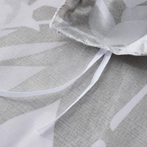 Vaulia Microfiber Duvet Cover Set Queen, Grey Botanical