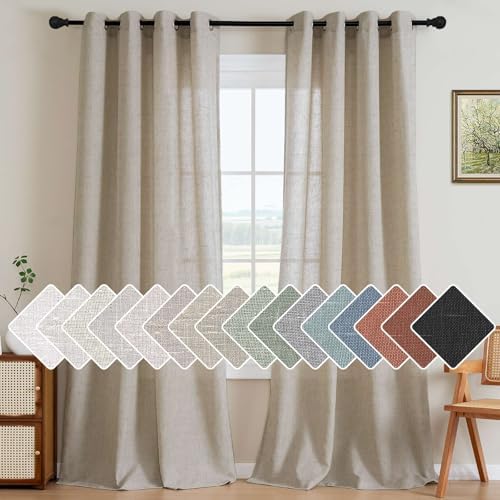 H.VERSAILTEX Living Room Linen Curtains - Semi Sheer, Nickel Grommet