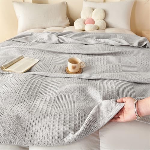 Cotton All-Season Lightweight Waffle Weave Knit Throw Blanket, Soft