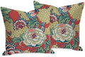Chinoiserie Red Peony Floral Pillow Covers Set of 2, Cozy Peony