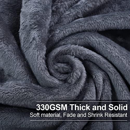EASELAND Soft Lightweight Queen Size Fleece Blanket, Dark Grey 90x90