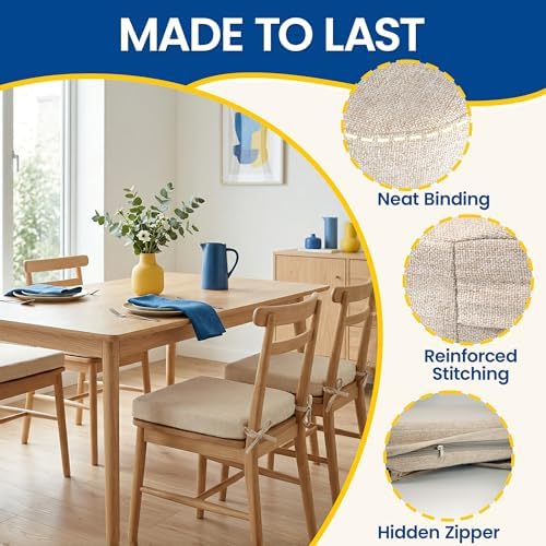 kingphenix Chair Cushions for Dining Chairs, Set of 4, 2.5 Inches