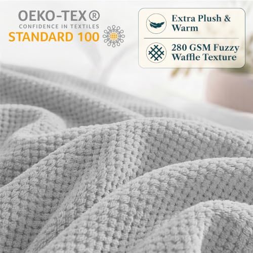 PAVILIA Fleece Throw Blanket for Couch Sofa Bed, Light Gray 60x80 Twin
