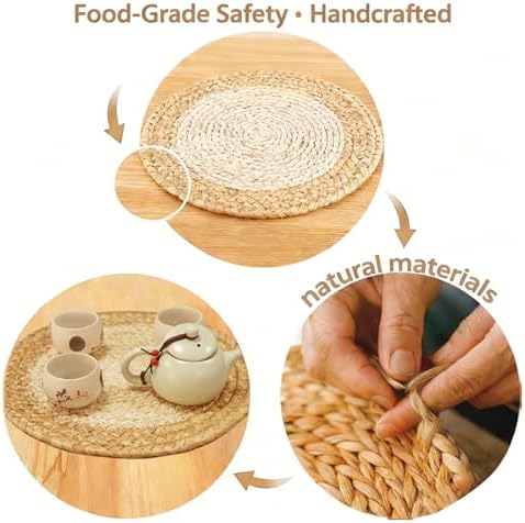 Boho Farmhouse Handmade Woven Placemats, Set of 8 - Natural Gourd