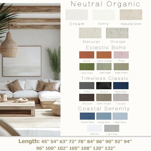 KOUFALL Neutral Greige Curtains Black Out 63 Inch Long,Back Tab Linen