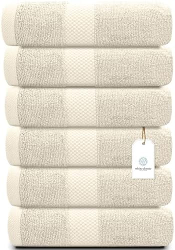 White Classic 6 Luxury Ivory Hand Towels 16 x 30 and 2 Luxury Ivory