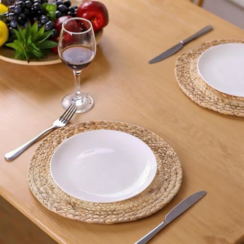 Boho Farmhouse Handmade Woven Placemats, Set of 8 - Natural Gourd