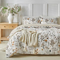 Lekesky Reversible Duvet Cover Queen Size 3-piece, Khaki Floral