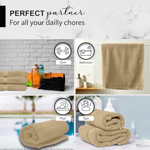 KAHAF COLLECTION 100% Cotton Bath Towels, 24x48 Pack of 6 Towels