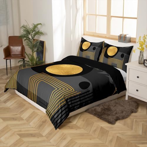 Erosebridal Gray Black Abstract Boho Duvet Cover King Size Mid Century