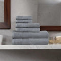 Cotton Bath Towel Set, Gray, 6 Piece with Hand and Wash Towels, Extra