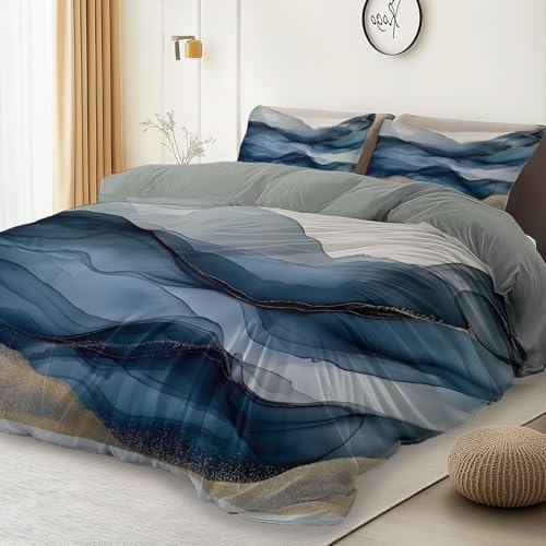 Duvet Cover Set Queen Size Lightweight Soft Microfiber Fluid Art