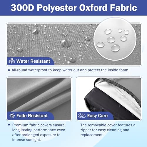 IASEAHK Outdoor Seat Cushion Set, Waterproof & Fade Resistant Patio