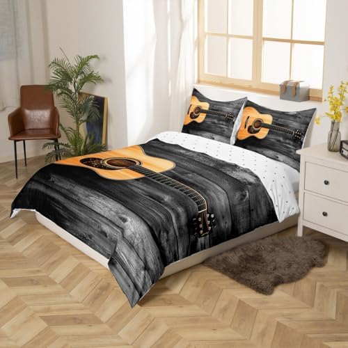 Feelyou Guitar Bedding Set Rock Music Theme Duvet Cover for Kids Boys