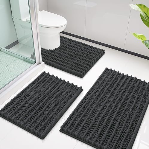 Smiry Bathroom Rugs Sets 3 Piece Machine Washable (30x20+24x16+24x20)