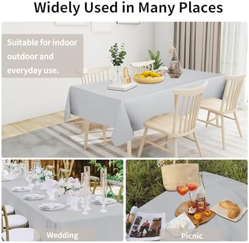 Easy-Going Waterproof Faux Linen Tablecloth, Rectangle, 52x70in, Grey