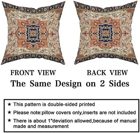 Kawani Aztec Terracotta Boho Throw Pillow Covers 22x22 Inch Vintage