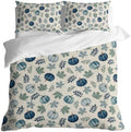Blue Pumpkins Fall Duvet Cover Set 3 Pieces with Zipper Closure