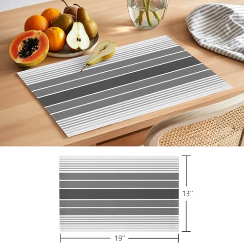 Cotton Linen Placemats for Dining Table Set of 8 Farmhouse Grey