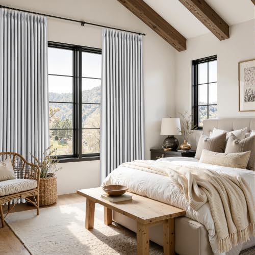 Jowels Grey Pinch Pleated Linen Blackout Curtains 108 inch Long 2