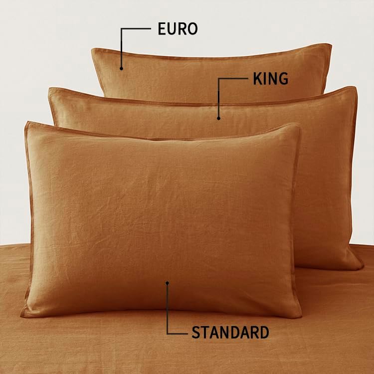 ATLINIA 100% Linen Pillow Shams King Size Rust Linen Pillow Case