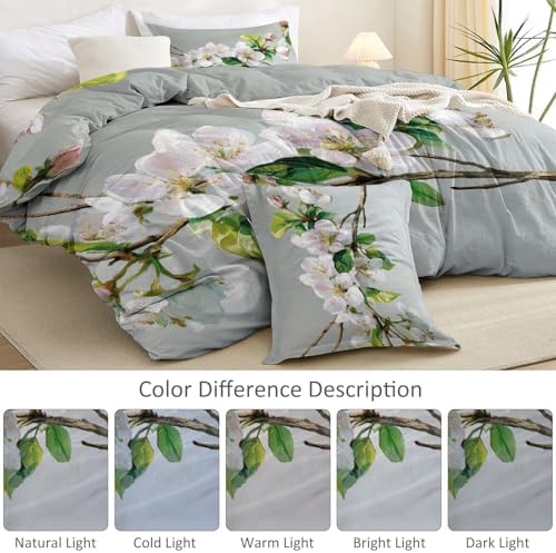 Set Microfiber Duvet Cover King Size, Oil Painting Style Plant Branch