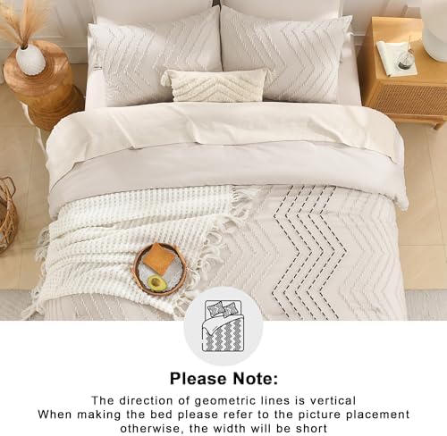 Andency California King Comforter Set Beige, 3 Pieces Cal King Boho