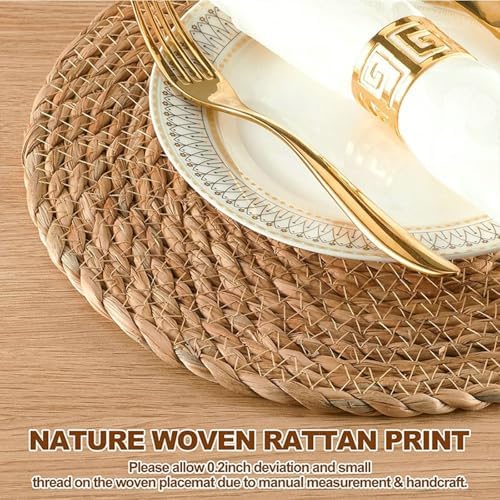 Dining Room Round Placemats Washable Set of 8, 14.97 Inches Khaki
