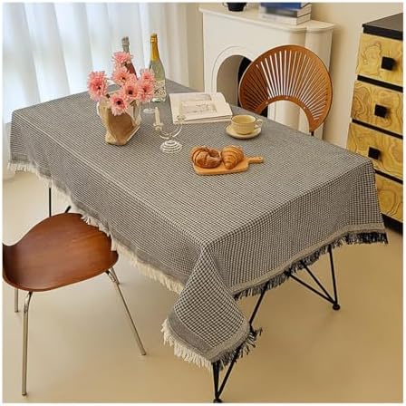 Rustic Table Cloths for Rectangle Tables, Wrinkle Free Cotton Linen