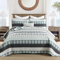 Homzard King Size Quilt Set 100% Cotton Striped Plaid Bedspread Set
