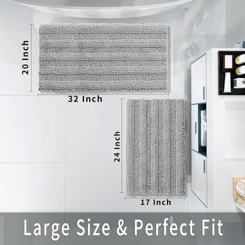 Yimobra Bathroom Rug Set 2 Piece, Absorbent Bath Mat Set, 32x20+24x17