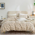 Duvet Floral Cover Queen, 100% Brushed Microfiber Bedding Set 3 Pieces