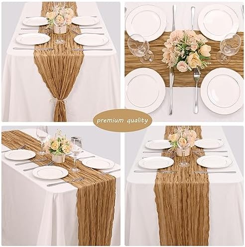 35x120 Inch Nude Cheesecloth Table Runner Neutral Boho Wedding Party