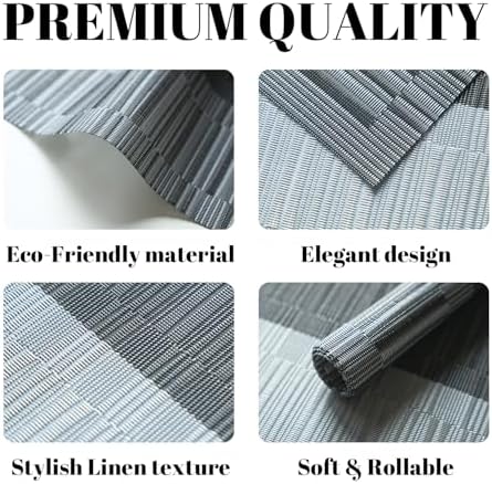 Placemats Set of 12 Vinyl/Plastic Woven Place Mats for Kitchen Table