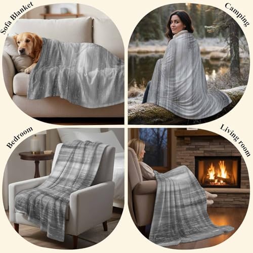 Gray Gradient Fleece Throw Blanket Minimalist Industrial Modern Summer