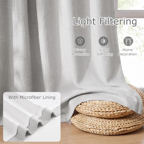 Vision Home Novlin Gray Pinch Pleated Light Filtering Curtains 40Wx108