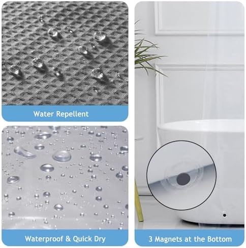 3-in-1 Shower Curtain Set, 72" x 72" Waffle Texture Shower Curtain