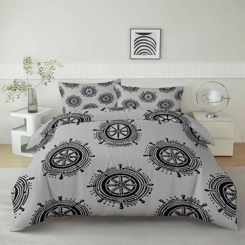 King Duvet Cover Set Minimalist Wheel Pattern Soft Microfiber