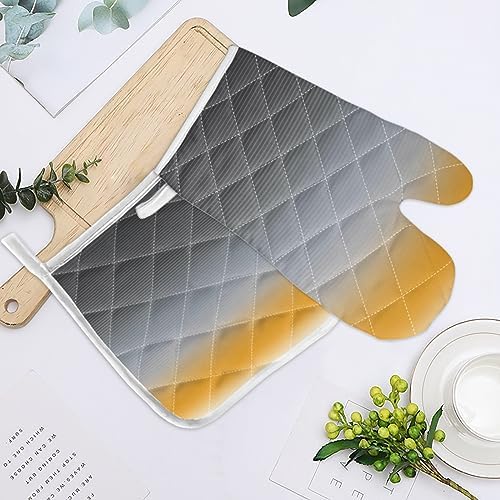 Quilted Cotton Terry Cloth Oven Mitt, Pot Holder Yellow Grey Gradient